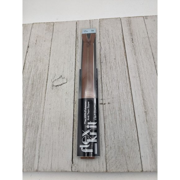 Vintage J&P Coats Flex Knit Zipper 12" London Tan 48-A - Picture 1 of 4